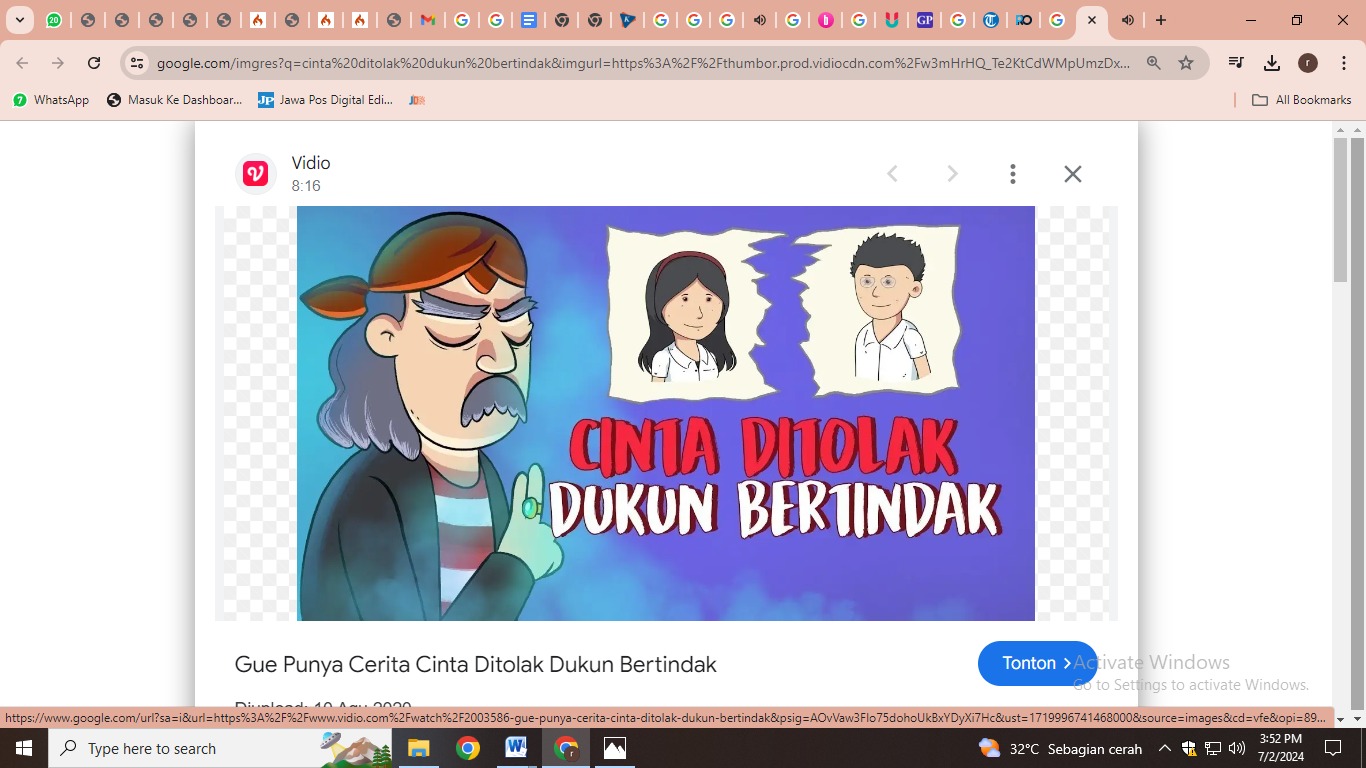 Ilustrasi tentang percintaan dari tayangan vidio.com