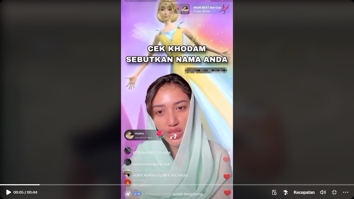 Salah satu akun TikTok yang menerima jasa cek khodam