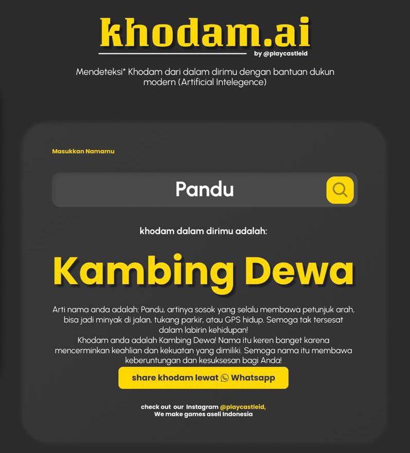 Sumber: Dokumen khodam.ai (Playstore)