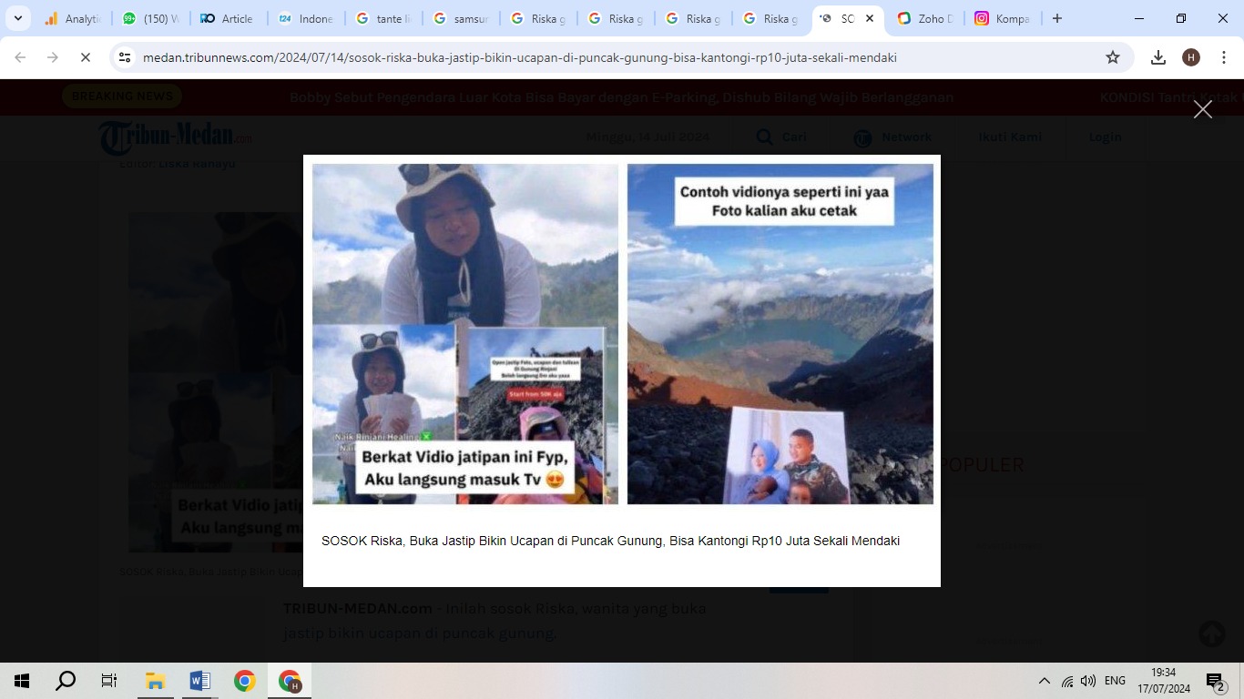 Riska yang memiliki hobi mendaki gunung ternyata bisa dijadikan bisnis dengan jastip foto dan video