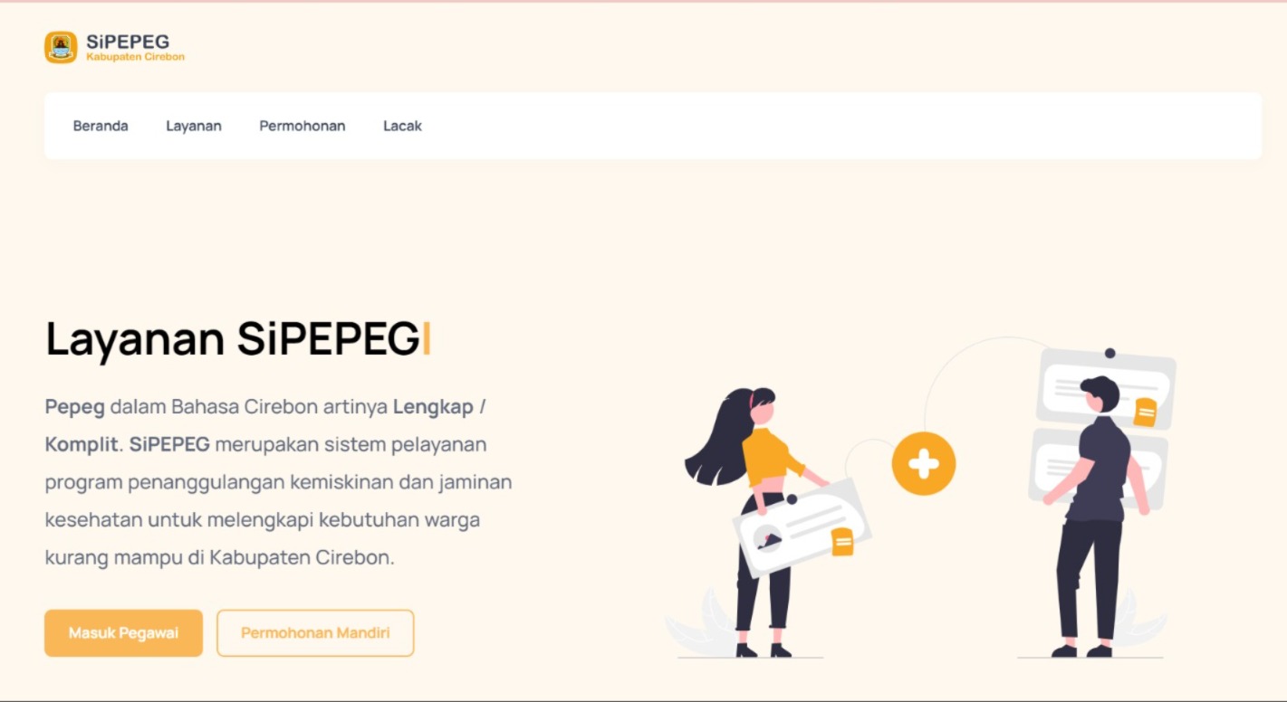 Aplikasi SiPEPEG yang sebelumnya bernama SiPEPEK milik Pemkab Cirebon