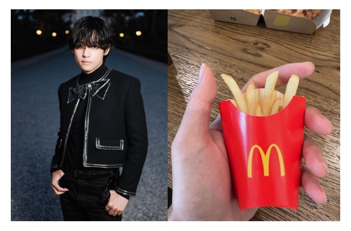 unggahan foto Kim Taehyung  dengan makanan cepat saja. (Sumber foto: Instagram @thv)
