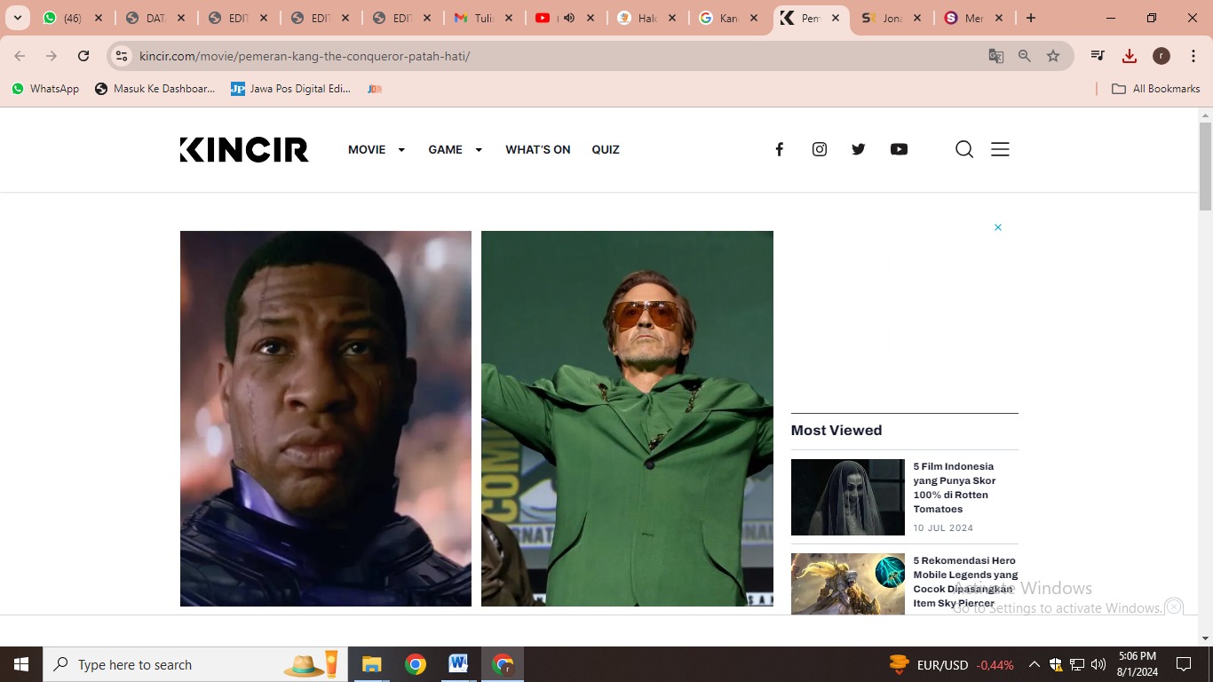 Jonathan Majors (kiri) dan Robert Downey Jr