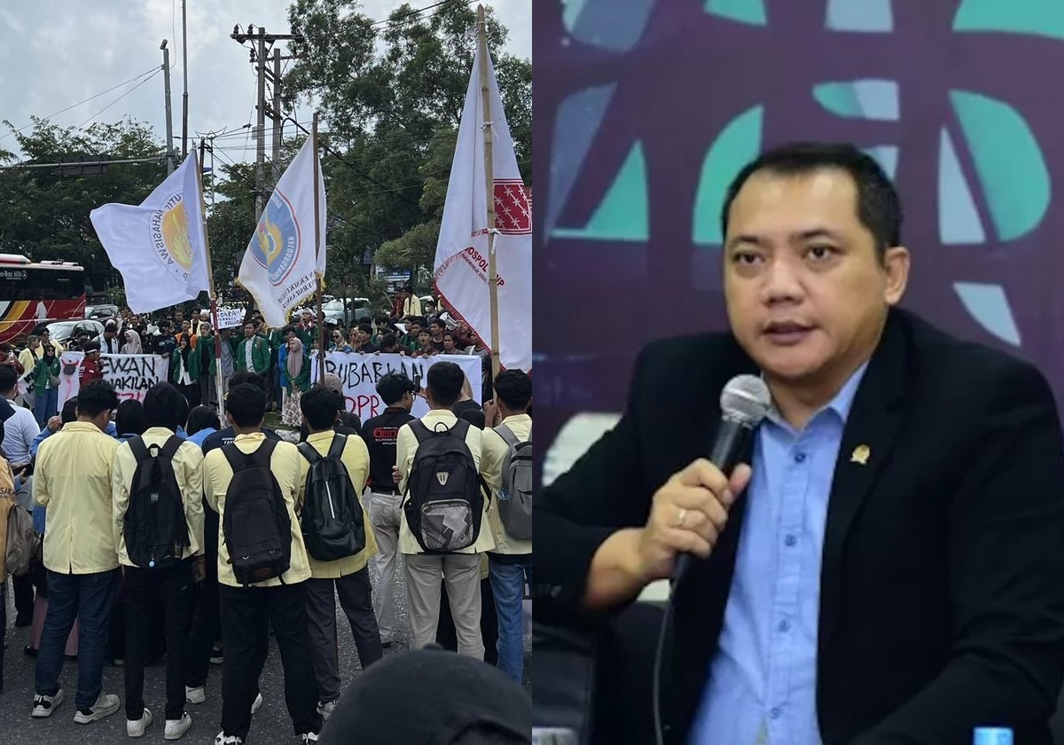 Taufik Basari minta demonstran dibebaskan. Foto: Kolase (X @MindaGTV/ Jawa Pos)