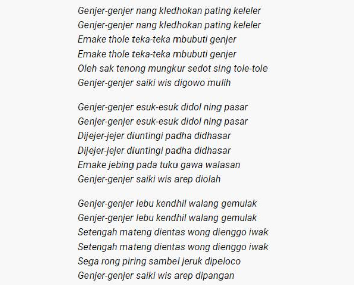 Lirik lagu genjer-genjer (myxxgirl.com)