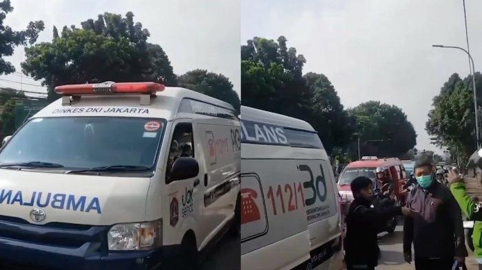 Potret peristiwa pria ngotot meminta ambulans menepi saat tindakan darurat (kolase postingan instagram akun @memomedsos)
