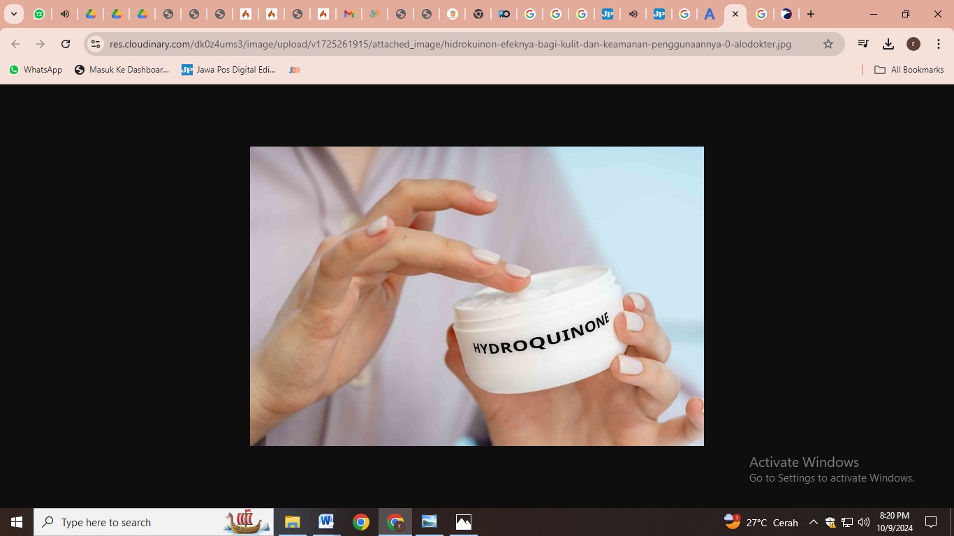 ilustrasi pemakaian skincare dengan hydroquinone (Foto: Alodokter)