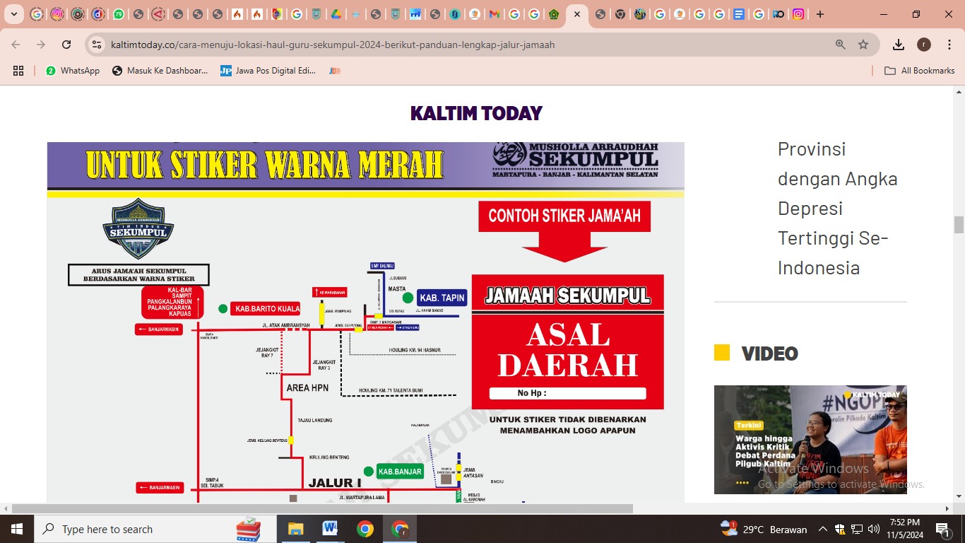 Contoh stiker merah pada Haul Guru Sekumpul