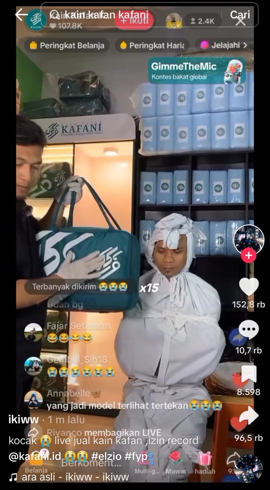 Penjual Kain Kafan di TikTok (TikTok @ikiww.tsk)
