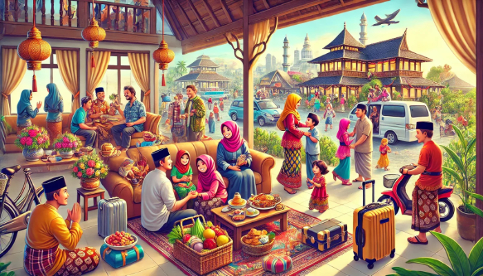 Ilustrasi mudik lebaran (AI)