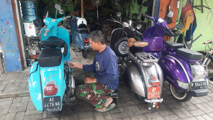 Vespa motor tua yang memiliki banyak penggemar. (Radar Ijen)
