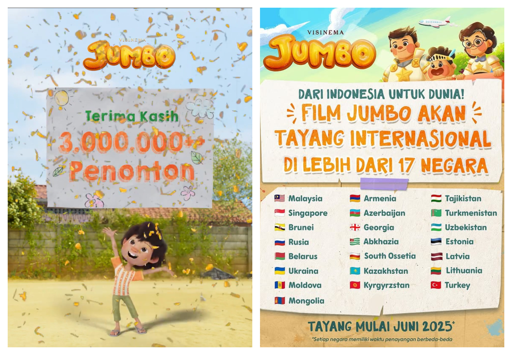 Film Animasi Indonesia Jumbo akan tayang di 17 negara (Sumber: Instagram/visinemaid)