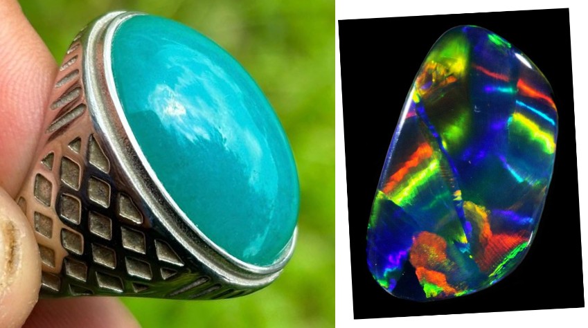 Batu bacan doko dan batu opal atau kalimaya memiliki harga yang bisa mengalahkan kelas permata rendah. (Foto: EtsyDE dan RiZa-pinterest)
