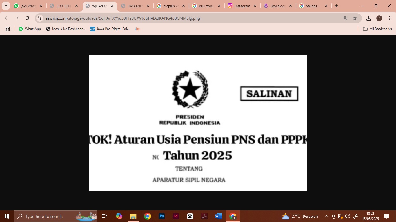 Salinan keputusan batasan usia pensiun PNS dan PPPK