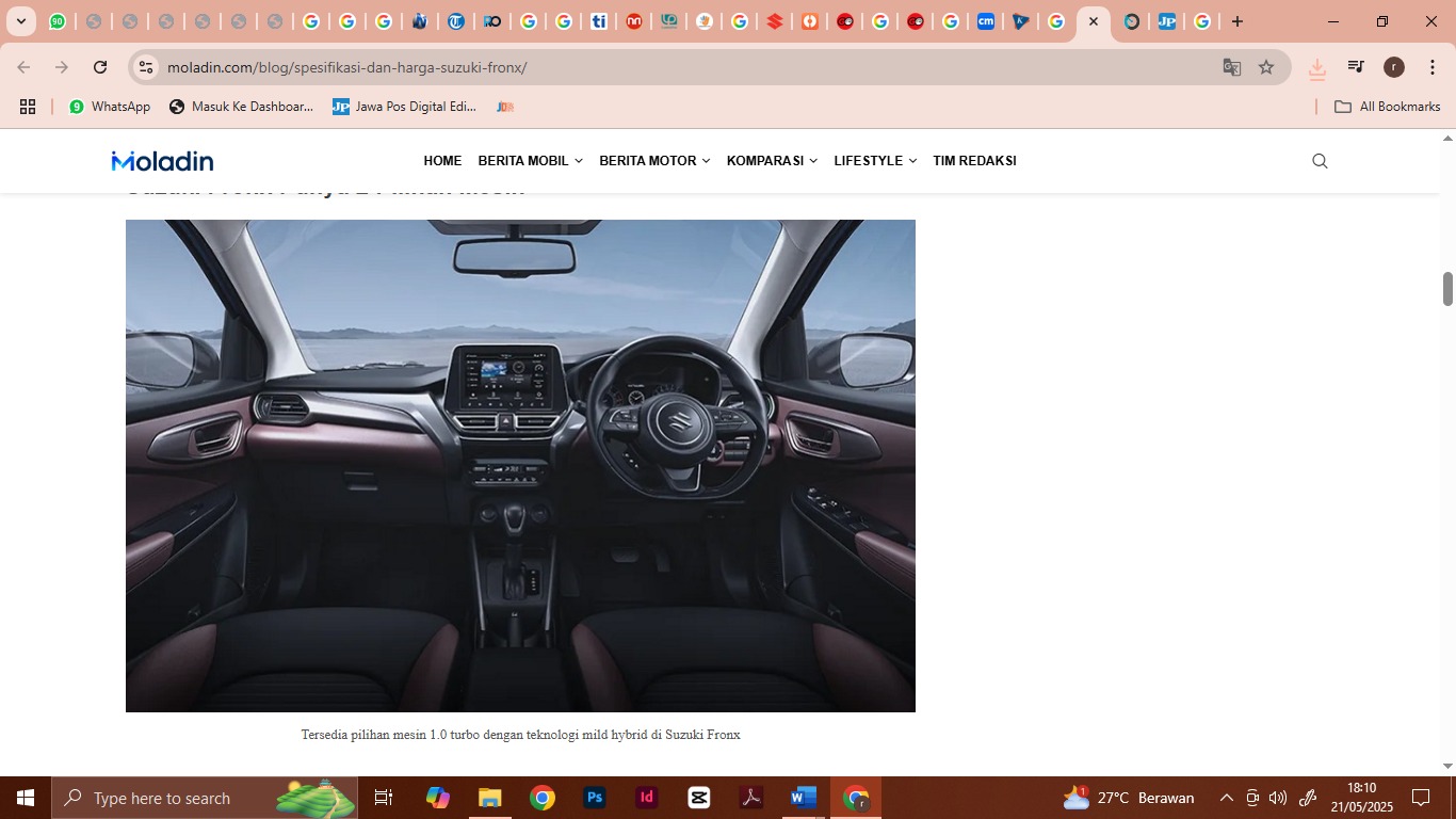 Dasbord interior Suzuki Fronx yang mirip dengan Baleno