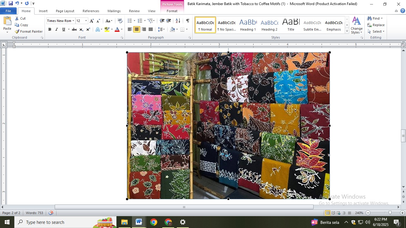 A colorful fabric display from Batik Karimata, featuring signature local designs. Photo: Sufi Binti Khofifah