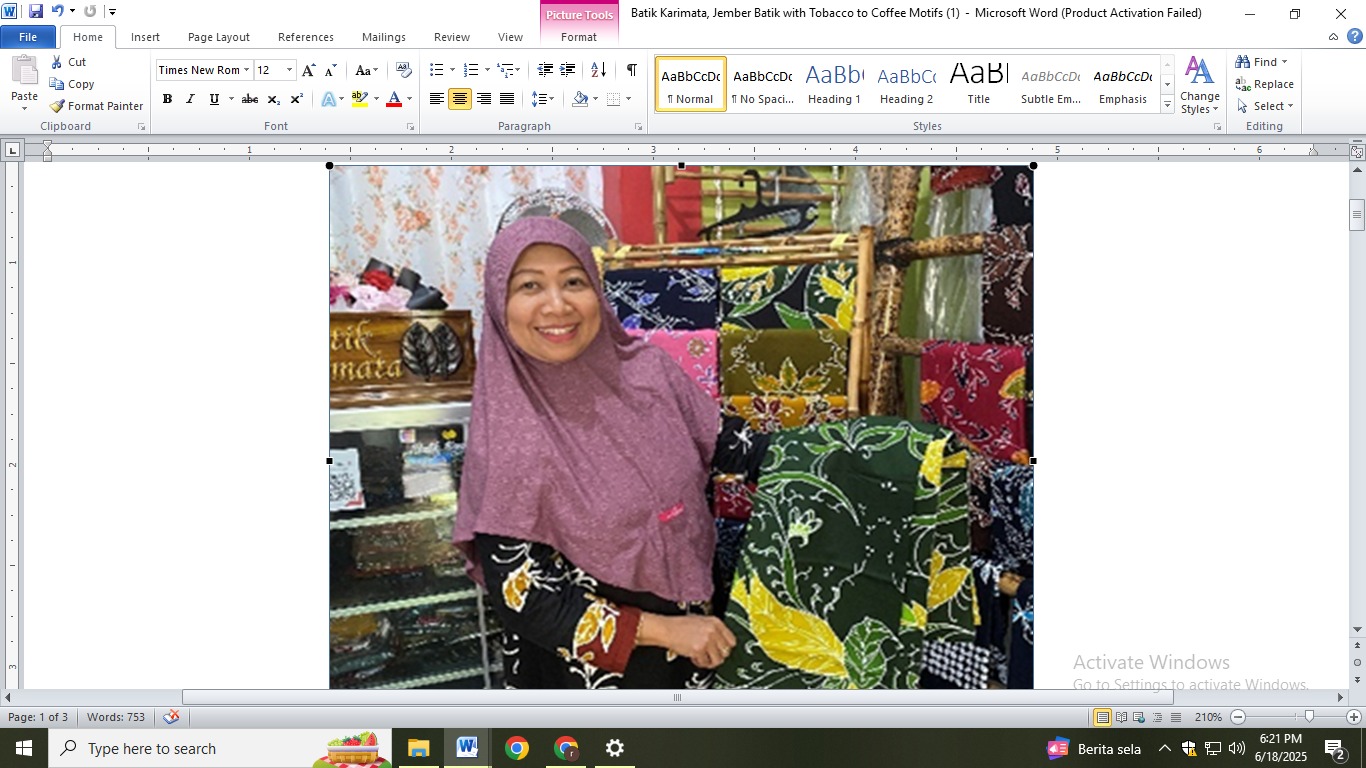 A proud display of vibrant handcrafted batik at Batik Karimata. Photo: Sufi Binti Khofifah