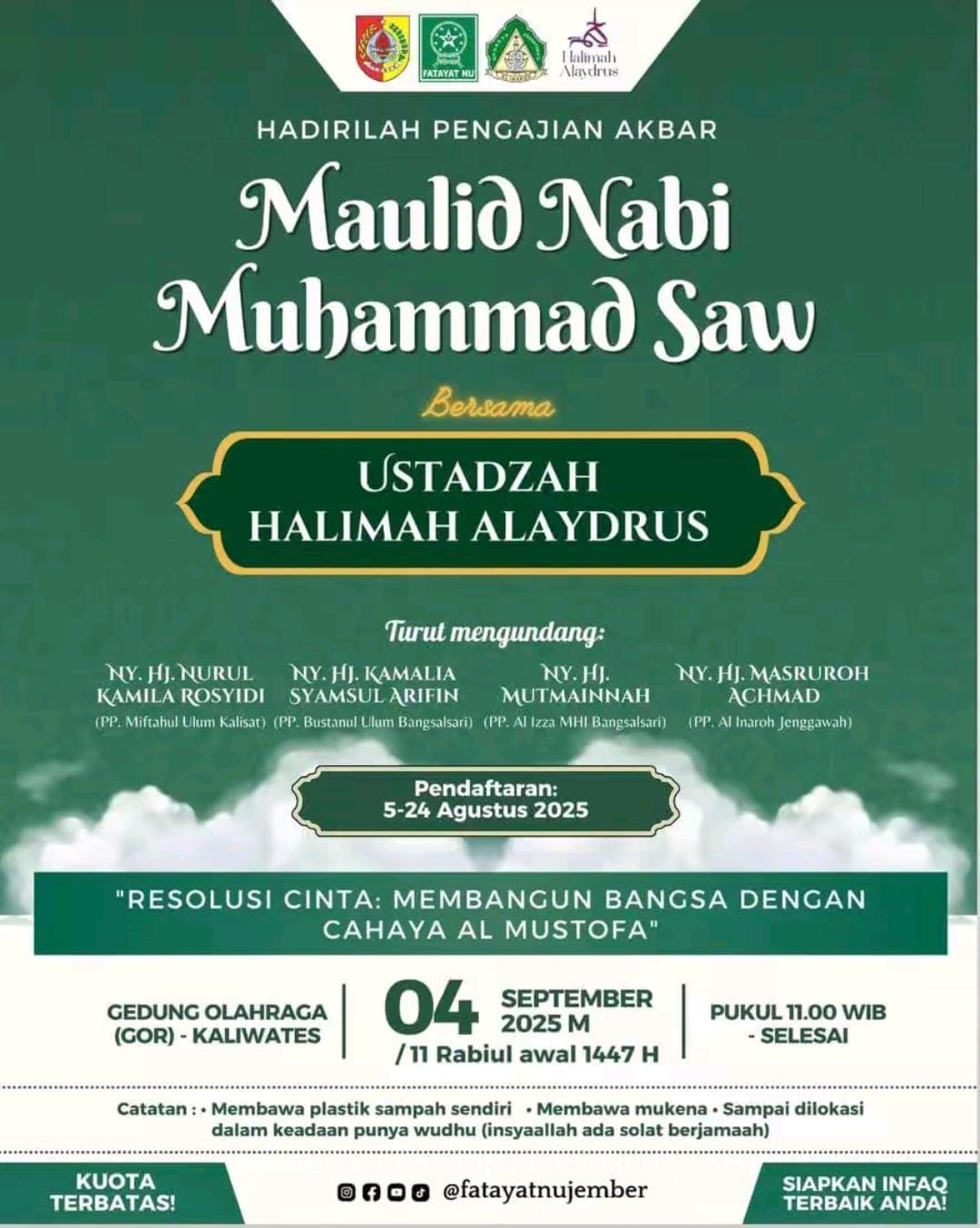 Pengajian Akbar Maulid Nabi bersama Ustadzah Halimah Alaydrus