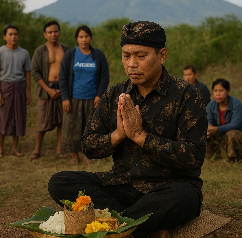 Ritual doa sebelum mendaki menjadi wujud rasa hormat masyarakat terhadap Gunung Raung yang dianggap suci dan penuh makna spiritual. Dok&nbsp;(Ilustrasi&nbsp;AI)
