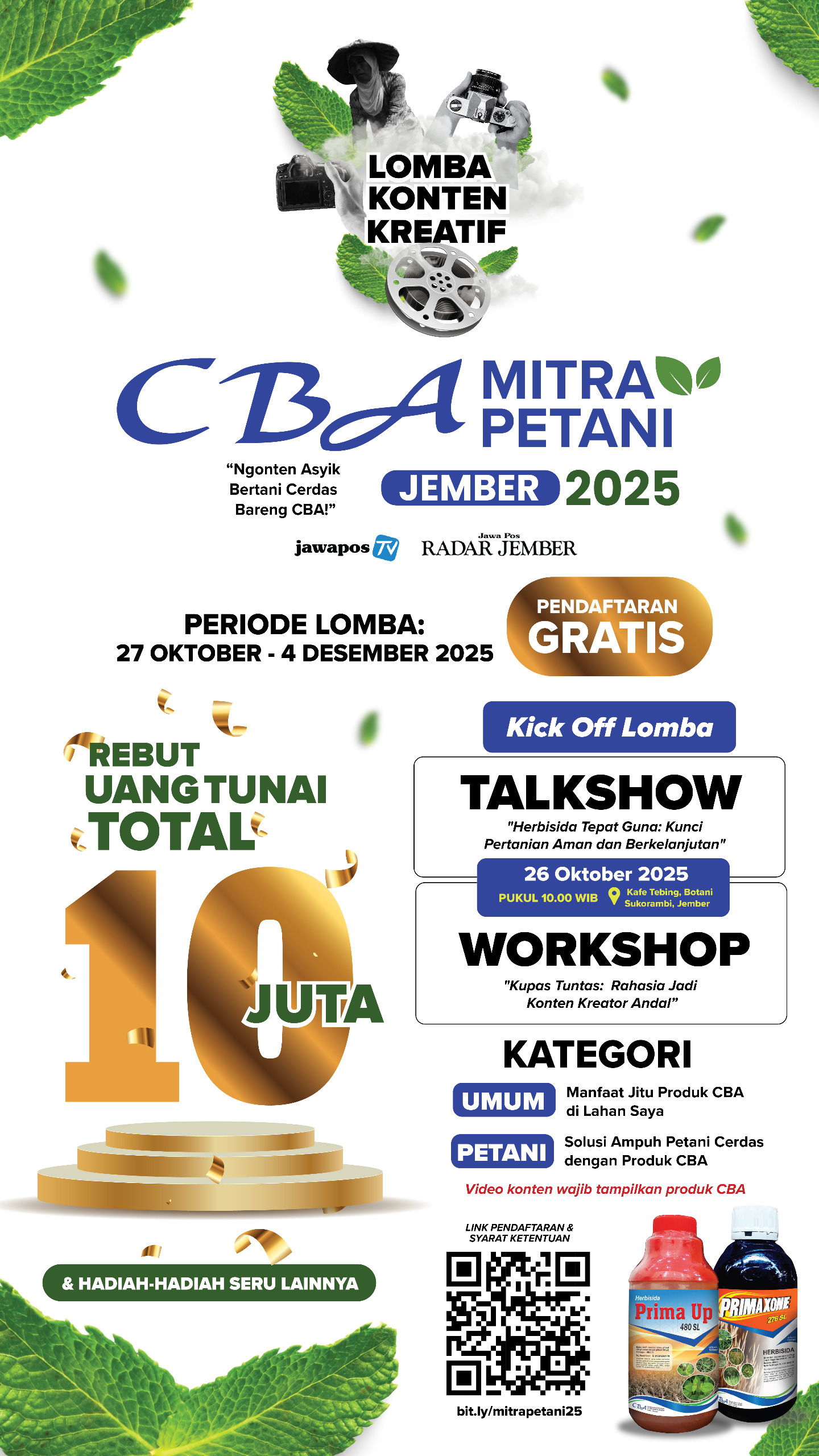 Poster Lomba Kontem Kreatif CBA Mitra Petani  diambil di : Panitia Lomba