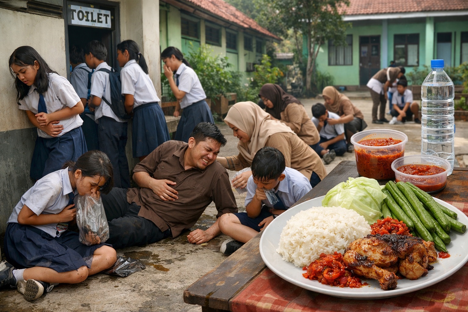 Ilustrasi siswa dan guru di Jember yang diduga mengalami keracunan menu MBG yang dikonsumsi sehari sebelumnya