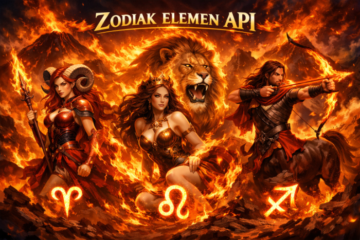 Ilustrasi zodiak elemen api Leo, Aries, Sagitarius (viona/AI)