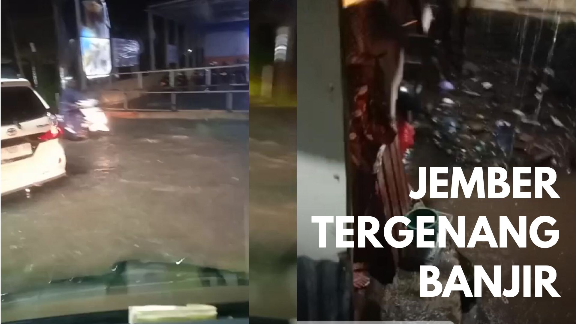 BANJIR: Sejumlah wilayah di Jember Dilaporkan Tergenang (foto: tangkapan layar video amatir warga)