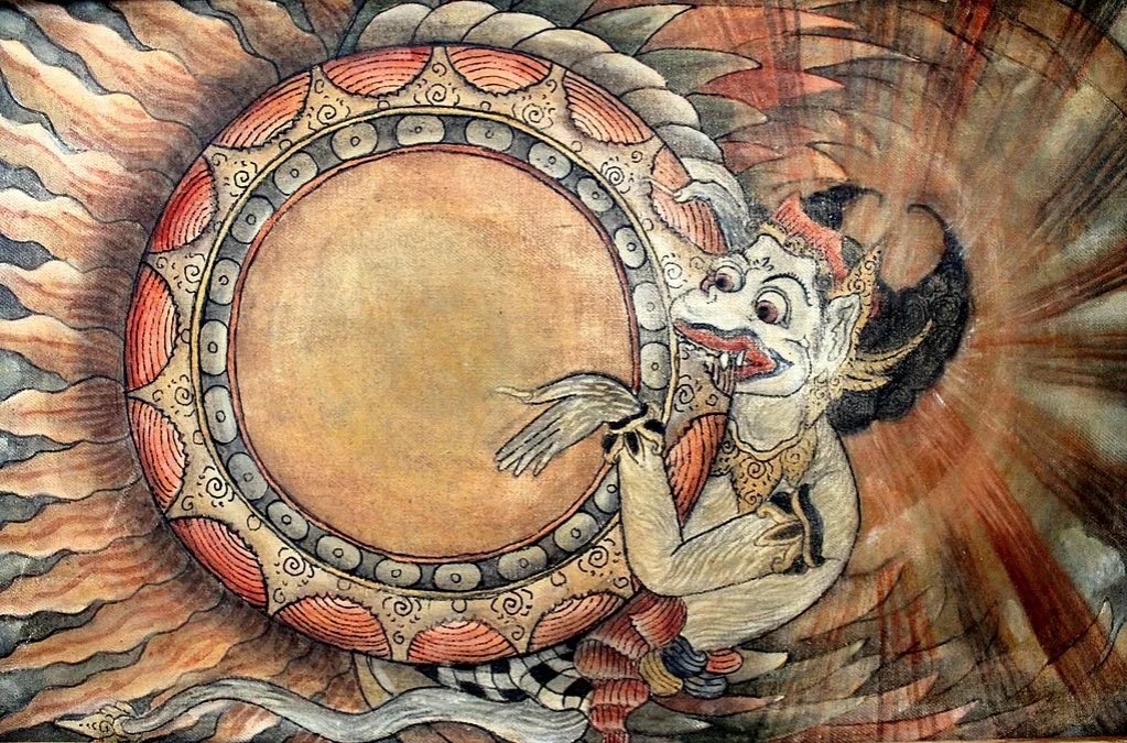 SERAM: Dalam mitologi Hindu, Rahu Asura dikisahkan menelan matahari sebagai tindakan balas dendamnya.