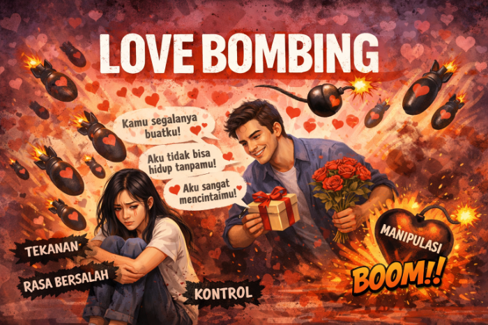 Ilustrasi love bombing (Ona/AI)