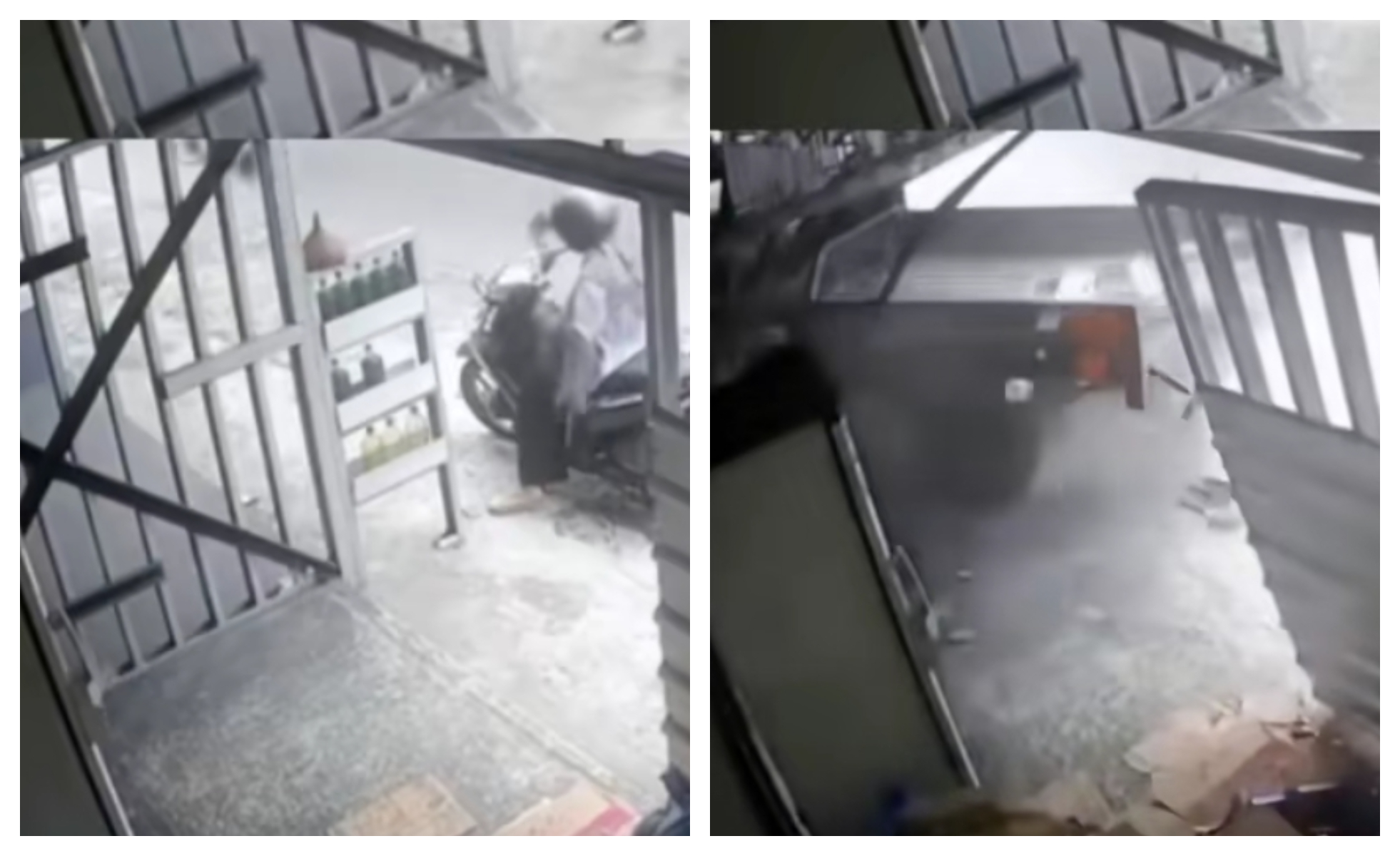 Tangkapan layar video viral seorang ibu-ibu selamat dari kecelakaan (TikTok)