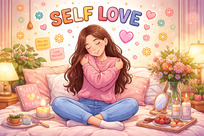 Ilustrasi self love (Ona/AI)