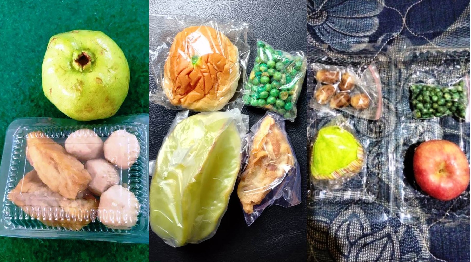 Penampangan beberapa menu MBG yang diduga tak sesuai gizi seimbang dan nilainya diduga kurang dari Rp 10 ribu. (Foto: Nur Hariri/Radar Jember dan Netizen)