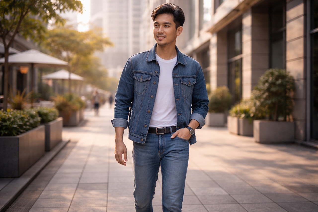 Gaya denim on denim diprediksi akan menjadi tren paling dominan di tahun 2026. (RIFKI/AI)