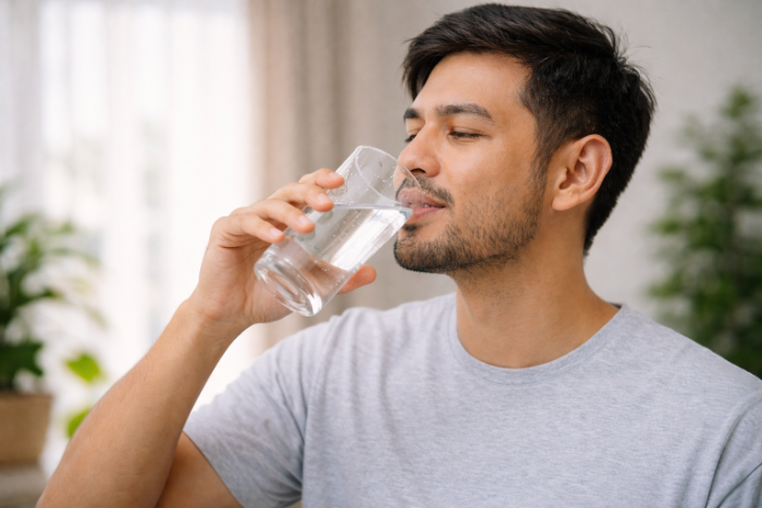 Ilustrasi orang minum (AI)