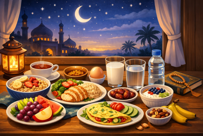 Ilustrasi makanan sehat dan bergizi untuk sahur (AI)