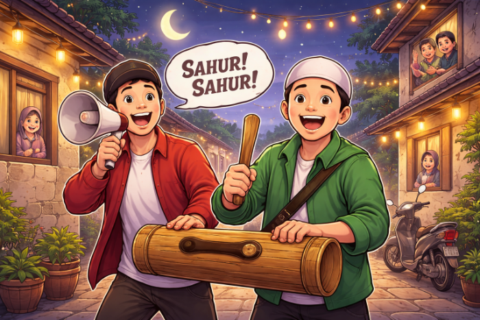 Tradisi membangunkan sahur (AI)
