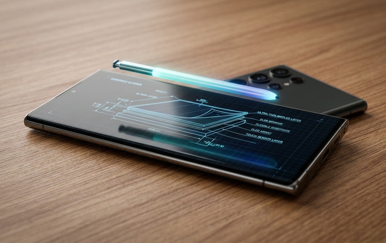 Samsung tengah merancang struktur layar baru agar penggunaan S Pen semakin nyaman dan tidak mengurangi kapasitas baterai ponsel. (RIFKI/AI)