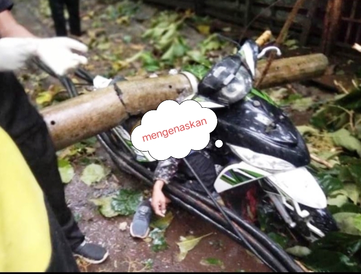 Warga tewas menegnaskan setelah tertimpa tiang listikdi Jalan Desa Gondang, Kecamatan Subah, Kabupaten Batang, Jawa Tengah, Rabu (4/3/2026) (Foto: Netizen)