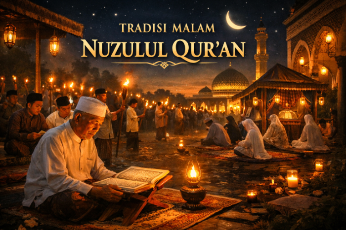 Ilustrasi memperingati malam Nuzulul Quran (AI)