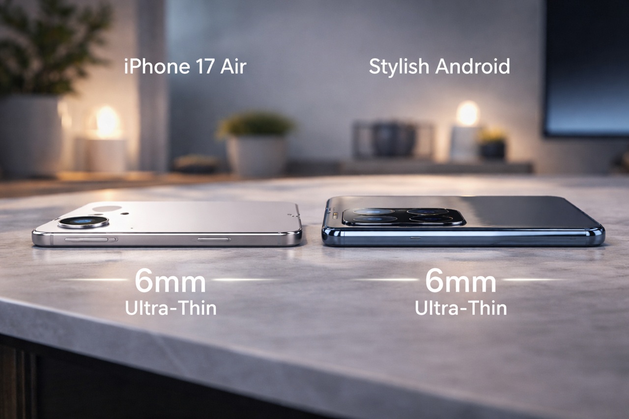 Tak perlu merogoh kocek hingga Rp20 juta, kini kamu bisa memiliki ponsel dengan desain tipis dan elegan layaknya iPhone 17 Air melalui berbagai pilihan Android mulai Rp1 jutaan. (RIFKI/AI)