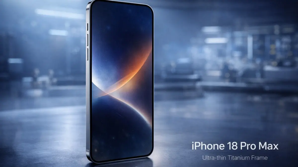 Dengan desain lebih tipis dan performa AI yang semakin cerdas, iPhone 18 Pro Max siap menjadi standar baru ponsel flagship yang akan memanjakan kamu di tahun 2026. (RIFKI/AI)
