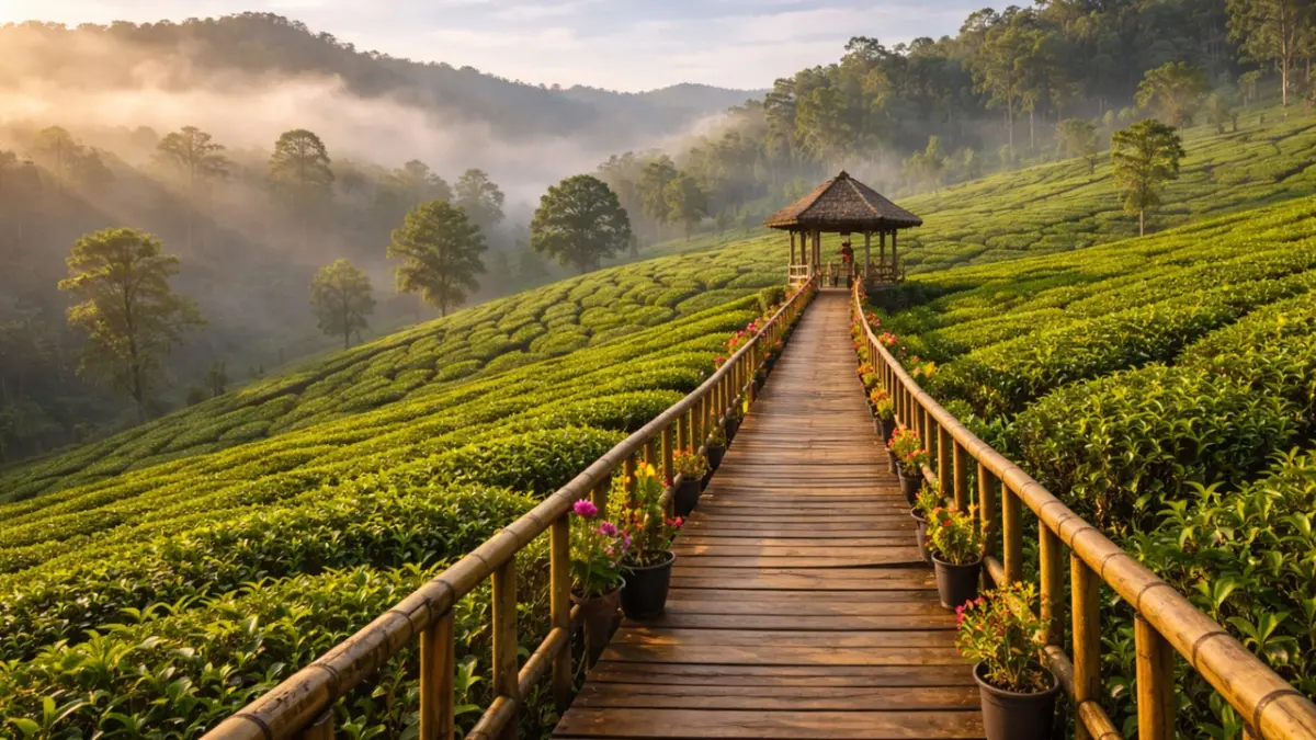 Menikmati hamparan hijau Kebun Teh Gunung Gambir bisa menjadi obat stres yang ampuh bagi kamu selama berlibur di Jember. (RIFKI/AI)