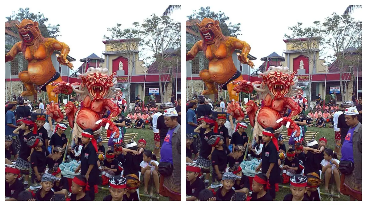 Tradisi pawai Ogoh-ogoh dalam Perayaan Nyepi (Wikipedia)