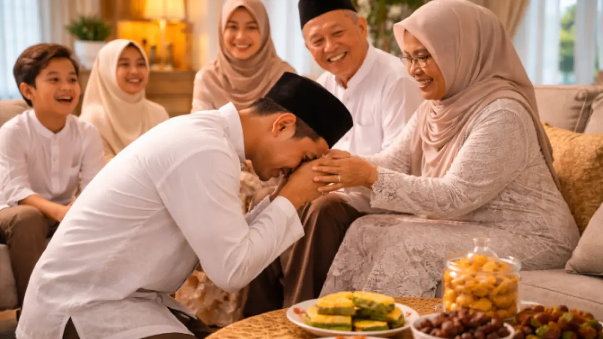 Tradisi Sungkem Lebaran (AI)