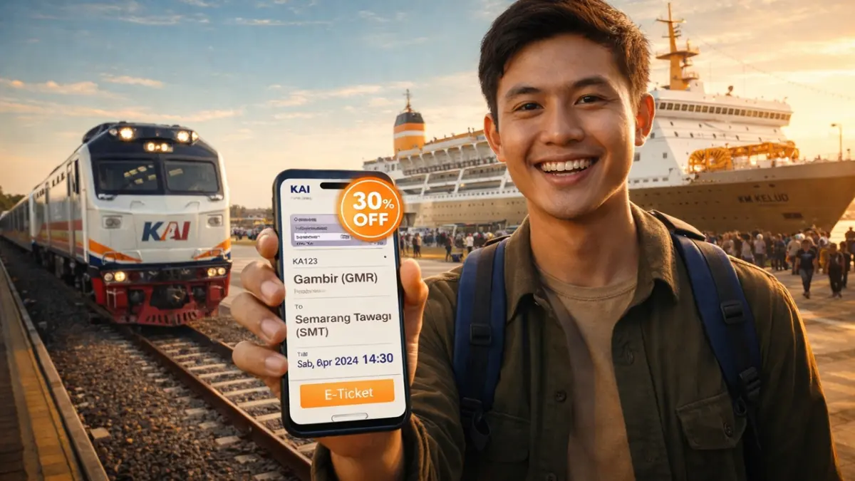 Dengan subsidi pemerintah sebesar Rp 911 miliar, kamu bisa merencanakan pulang kampung Lebaran 2026 dengan lebih tenang berkat diskon tiket transportasi yang mencapai 30 persen. (RIFKI/AI)