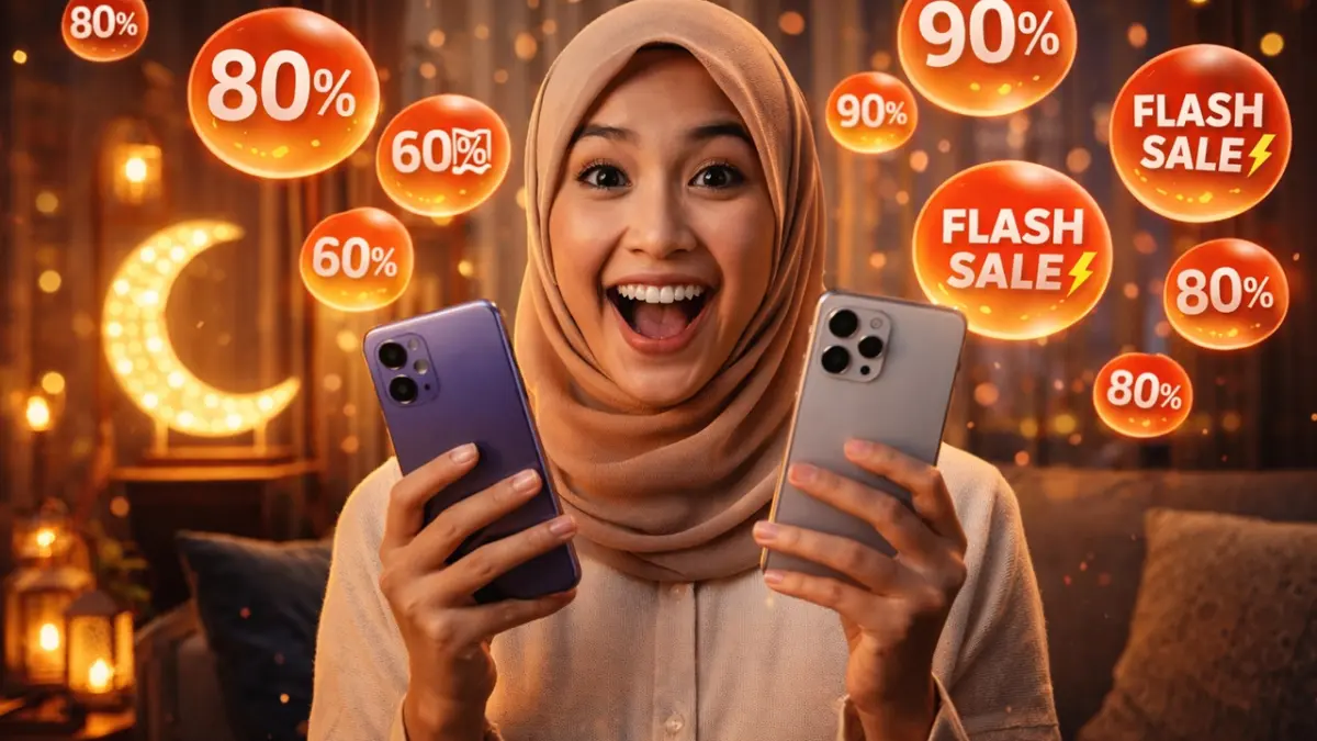 Memanfaatkan "jam keramat" di Shopee, Tokopedia, dan TikTok Shop bisa membuat kamu mendapatkan baju Lebaran impian dengan harga diskon hingga 90 persen. (RIFKI/AI)