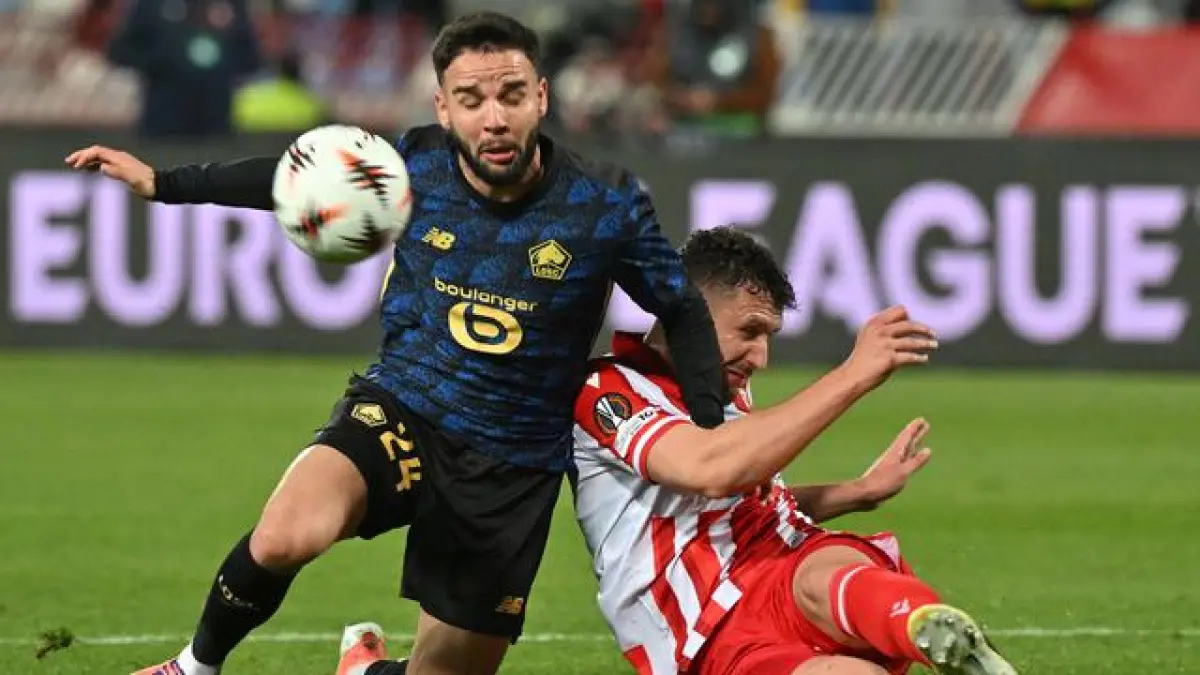 Calvin Verdonk bersama Lille ketika bermain melawan Red Star Belgrade di ajang Liga Europa 2025/2026. (Andrej ISAKOVIC / AFP)