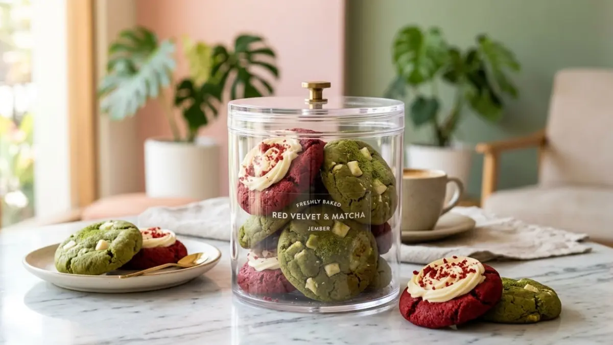 Warna-warni kue kekinian seperti Red Velvet dan Matcha siap mempercantik tampilan meja tamu kamu di tahun 2026. (RIFKI/AI)