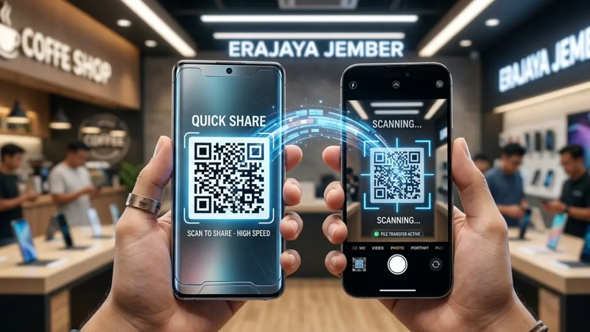 Memanfaatkan fitur Quick Share terbaru di tahun 2026 memudahkan kamu untuk mengirim file antar platform dengan kecepatan tinggi tanpa mengurangi kualitas foto maupun video. (RIFKI/AI)