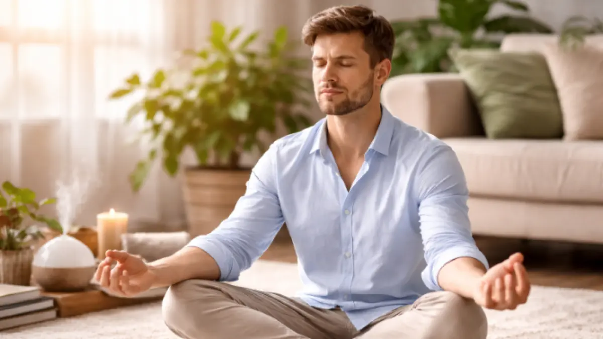 Meditasi membuat pikiran lebih rileks (AI)
